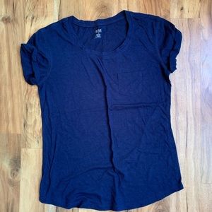 A.n.a Rolled Sleeve Navy Pocket Tee